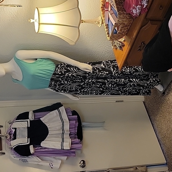 3/$30 ZATTCAS Sleeveless Damask Pattern Scoop Neck Maxi Beach Dress FLAWED - Picture 2 of 11